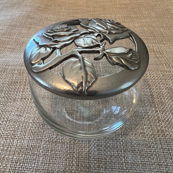 Seagull Pewter Other - Potpourri Vintage 1988 Pewter and Glass Dish Trinket by Seagull Pewter of Canada